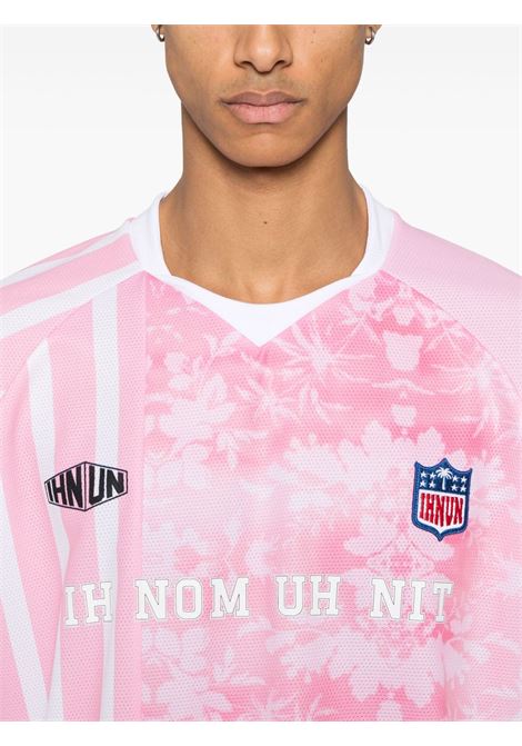 T-shirt a righe con applicazione in rosa Ih nom uh nit - uomo IH NOM UH NIT | NUS25293D51